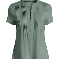 Women's Lightweight Jersey Button Pintuck Top