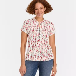 Women's Lightweight Jersey Button Pintuck Top