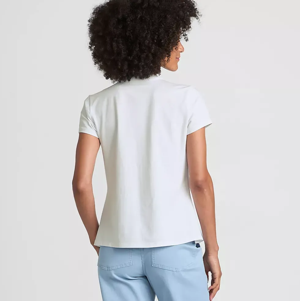 Women's Lightweight Jersey Button Pintuck Top