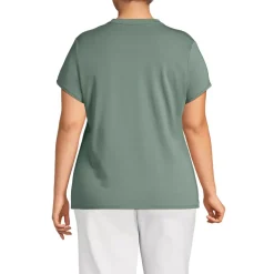 Women's Lightweight Jersey Button Pintuck Top