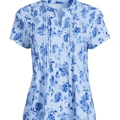 Women's Lightweight Jersey Button Pintuck Top