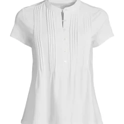 Women's Lightweight Jersey Button Pintuck Top