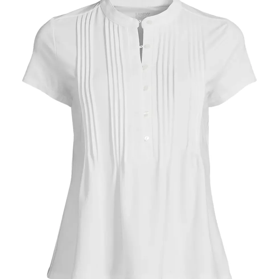 Women's Lightweight Jersey Button Pintuck Top