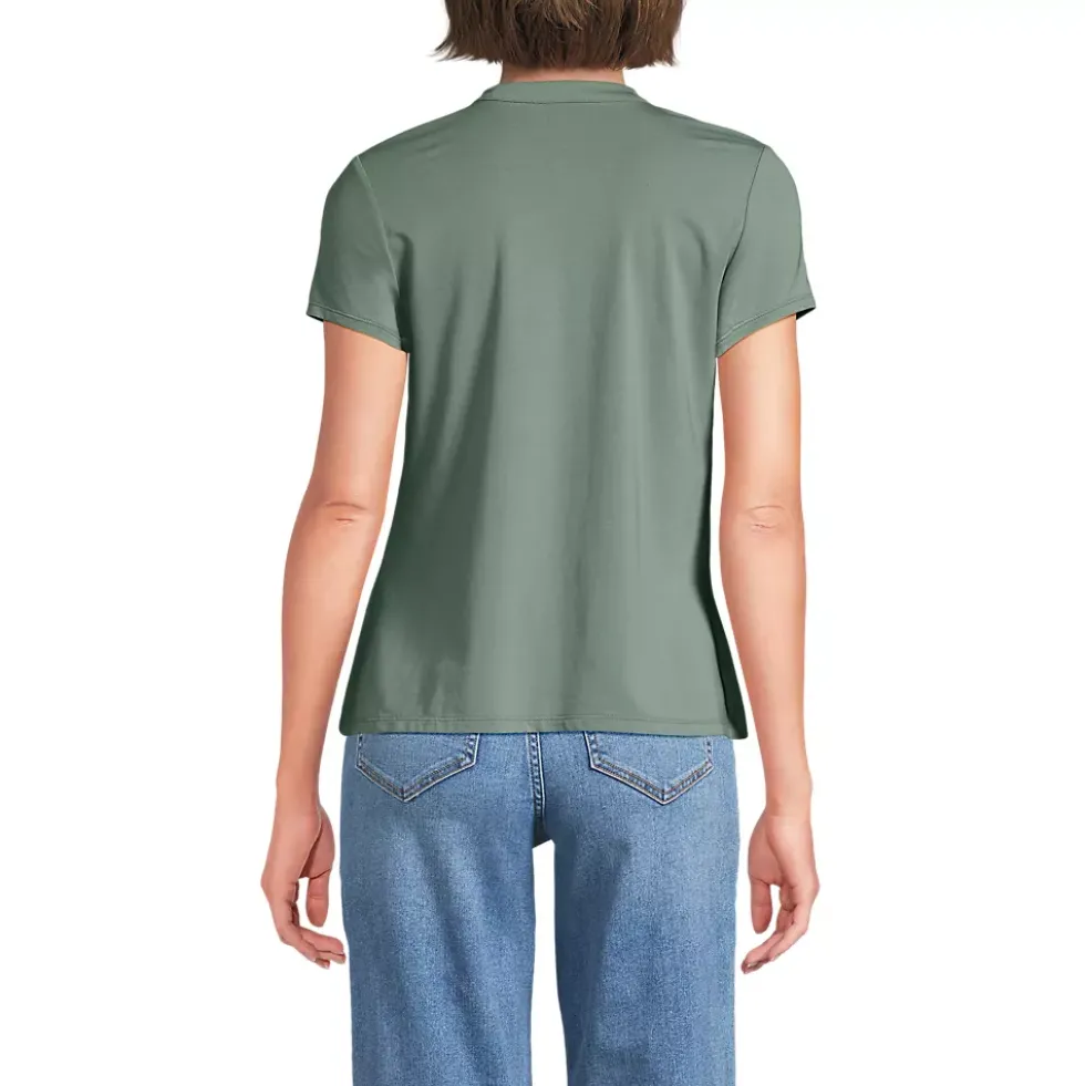 Women's Lightweight Jersey Button Pintuck Top