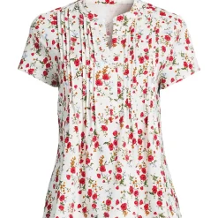 Women's Lightweight Jersey Button Pintuck Top
