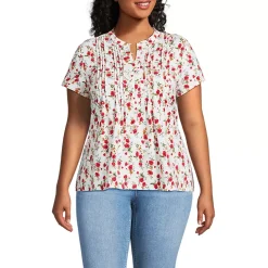 Women's Lightweight Jersey Button Pintuck Top