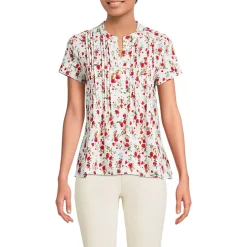 Women's Lightweight Jersey Button Pintuck Top