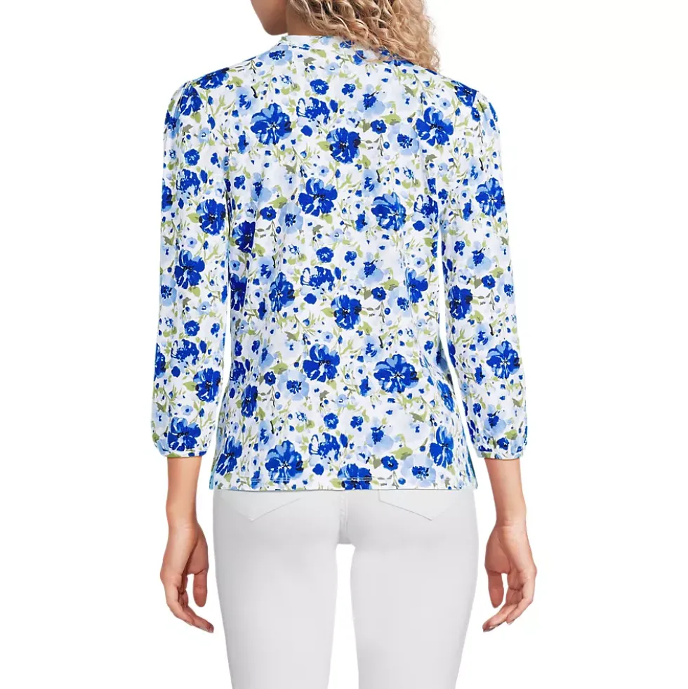 Women's Lightweight Jersey Button Pintuck Top
