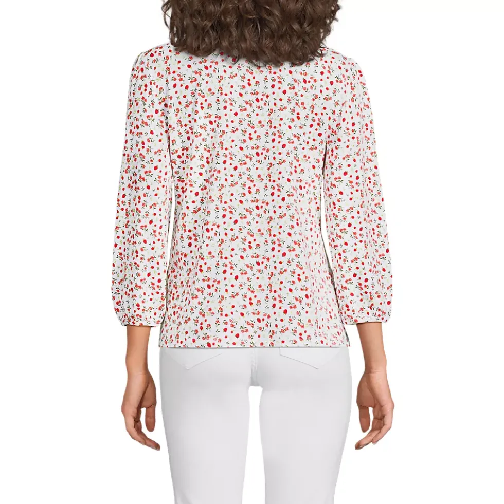 Women's Lightweight Jersey Button Pintuck Top