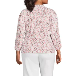 Women's Lightweight Jersey Button Pintuck Top
