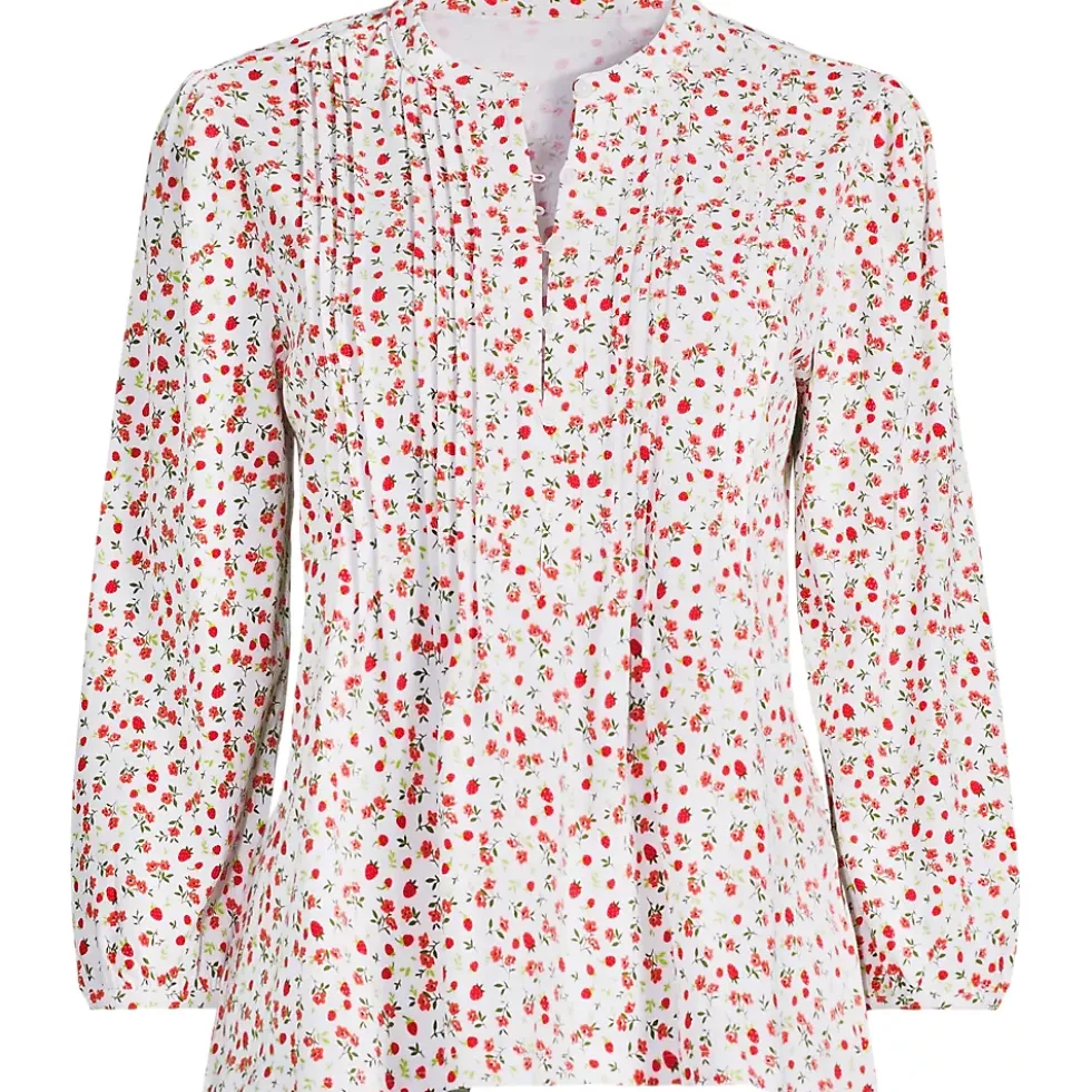 Women's Lightweight Jersey Button Pintuck Top