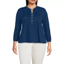 Women's Lightweight Jersey Button Pintuck Top