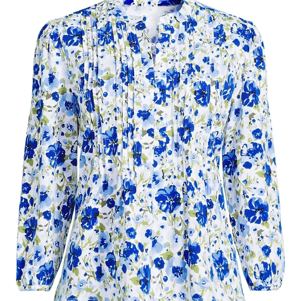 Women's Lightweight Jersey Button Pintuck Top