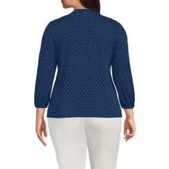 Women's Lightweight Jersey Button Pintuck Top