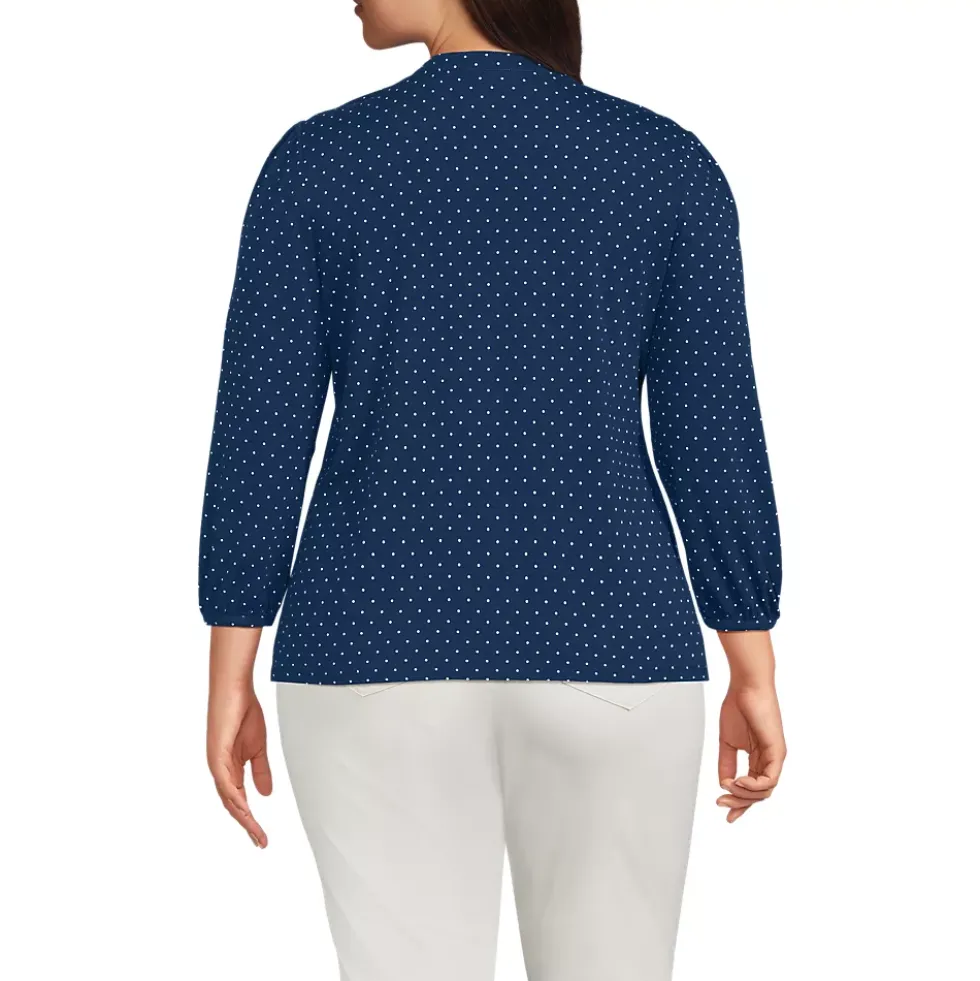 Women's Lightweight Jersey Button Pintuck Top
