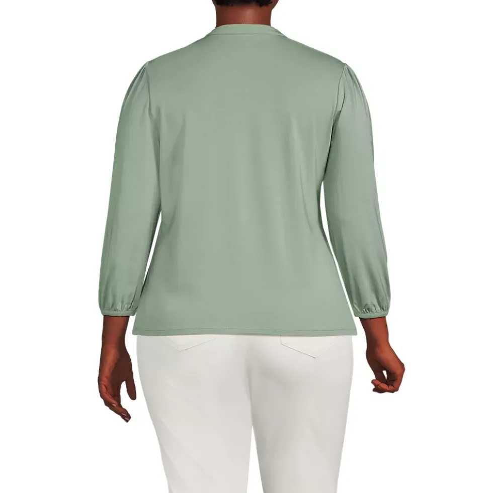 Women's Lightweight Jersey Button Pintuck Top