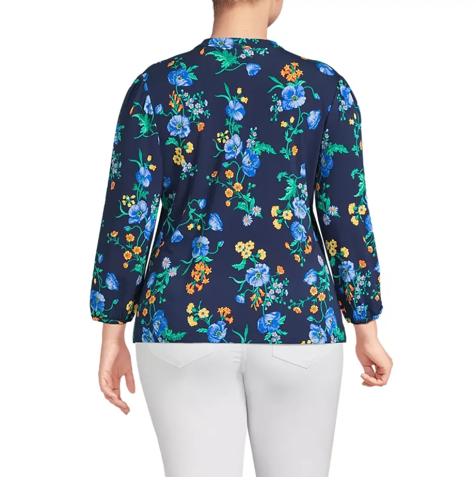 Women's Lightweight Jersey Button Pintuck Top
