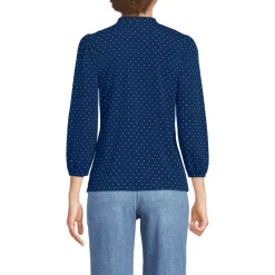 Women's Lightweight Jersey Button Pintuck Top