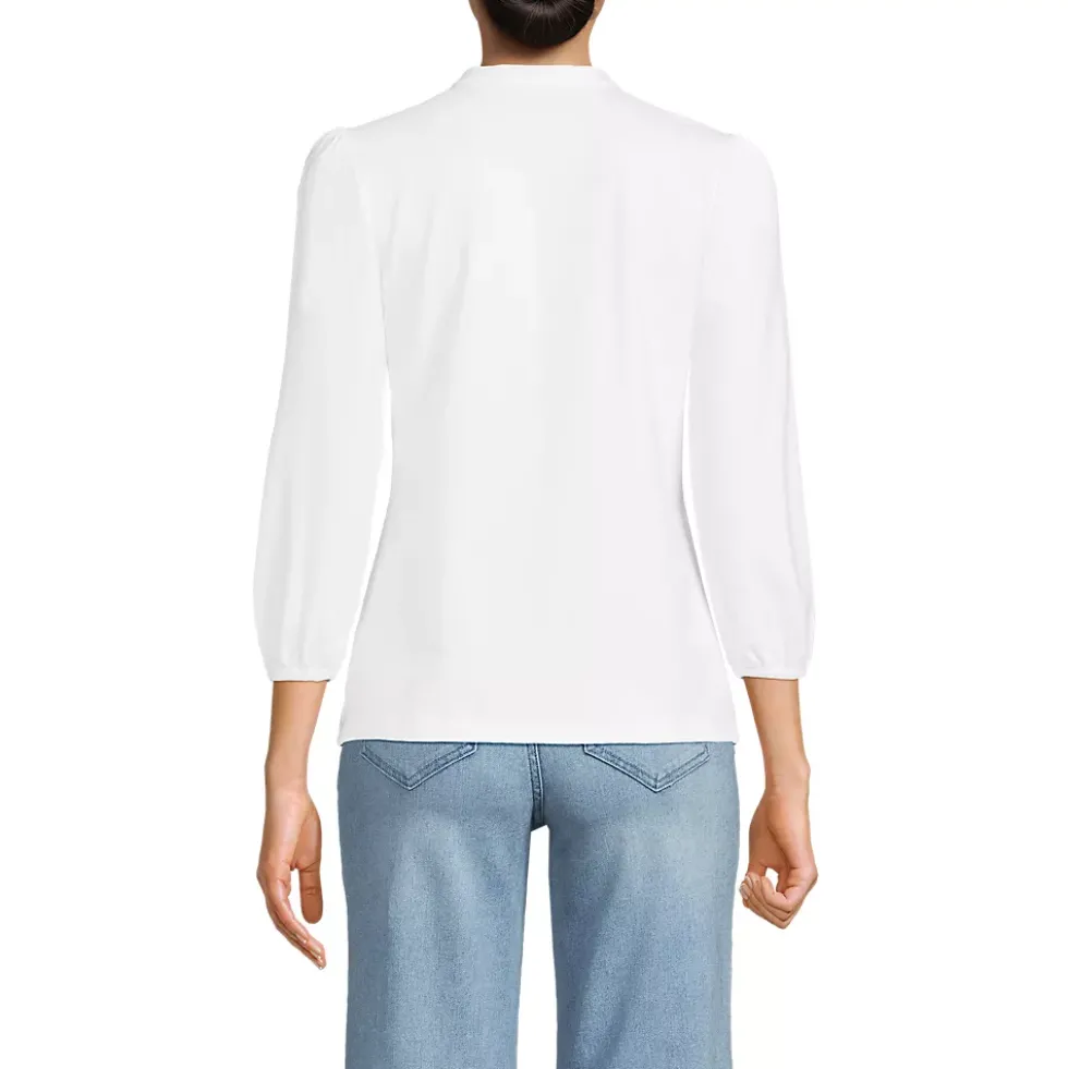 Women's Lightweight Jersey Button Pintuck Top