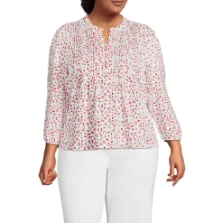 Women's Lightweight Jersey Button Pintuck Top