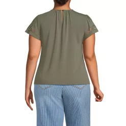 Women's Lightweight Jersey Crew Neck Ruffle Sleeve Flowy Top