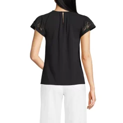 Women's Lightweight Jersey Crew Neck Ruffle Sleeve Flowy Top