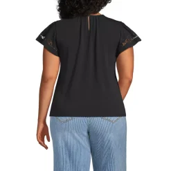 Women's Lightweight Jersey Crew Neck Ruffle Sleeve Flowy Top