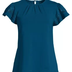 Women's Lightweight Jersey Crew Neck Ruffle Sleeve Flowy Top