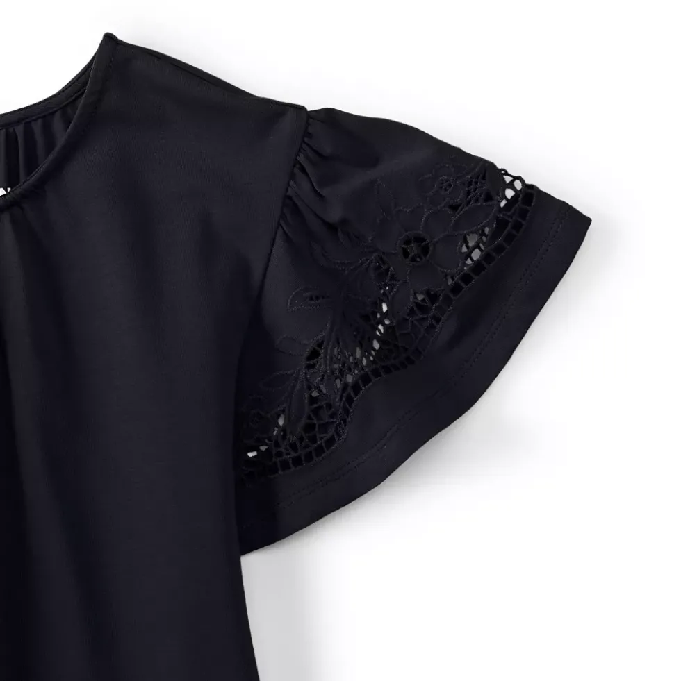 Women's Lightweight Jersey Crew Neck Ruffle Sleeve Flowy Top