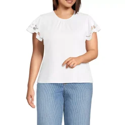 Women's Lightweight Jersey Crew Neck Ruffle Sleeve Flowy Top