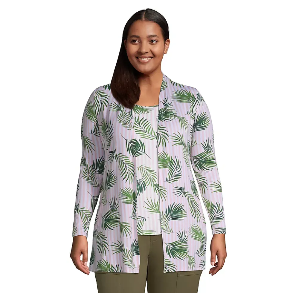 Women's Lightweight Jersey Knit Long Cardigan Print