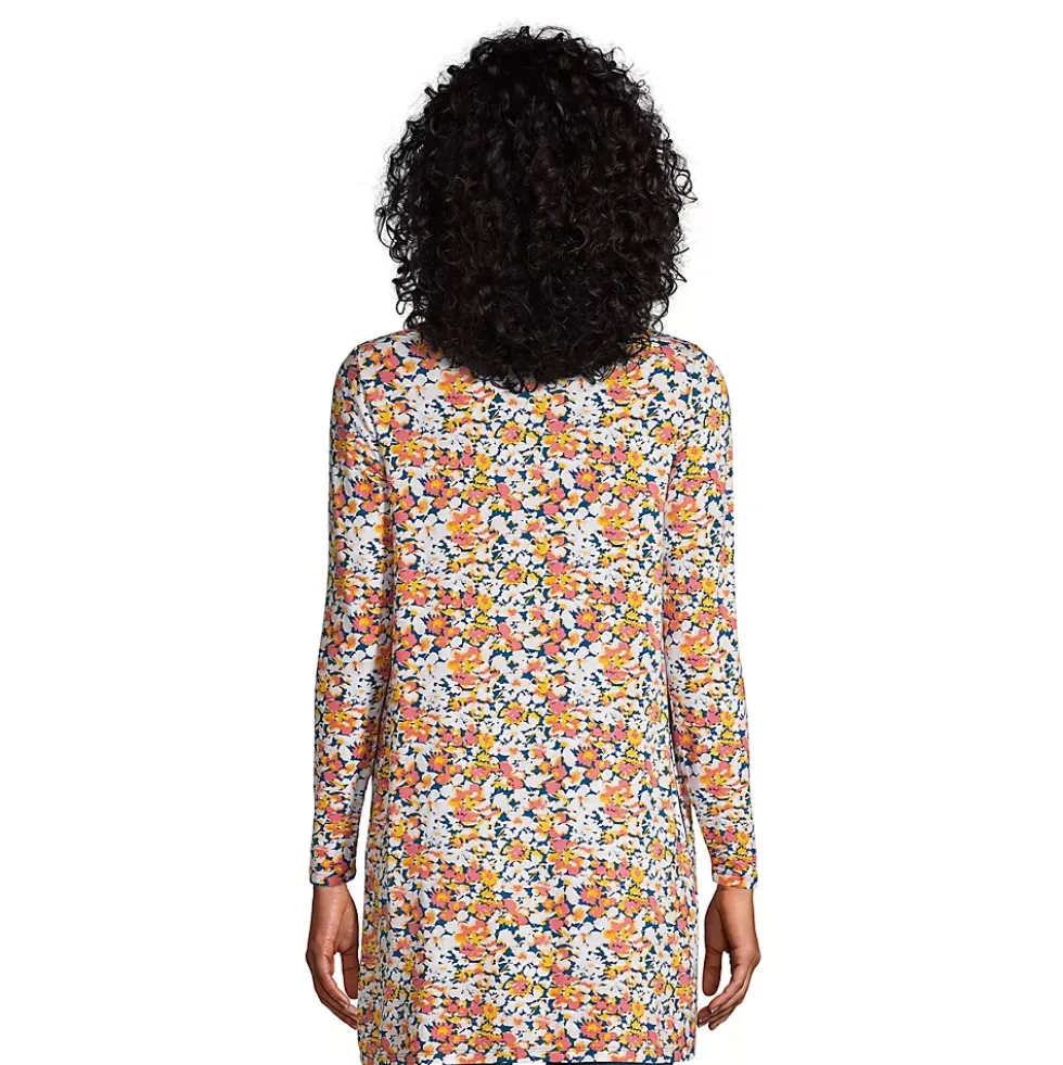 Women's Lightweight Jersey Knit Long Cardigan Print