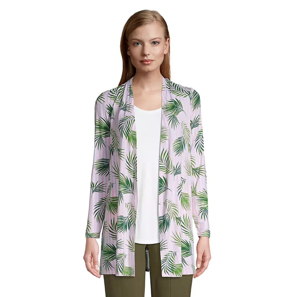 Women's Lightweight Jersey Knit Long Cardigan Print