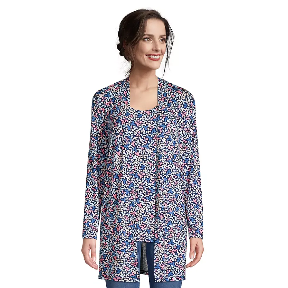 Women's Lightweight Jersey Knit Long Cardigan Print