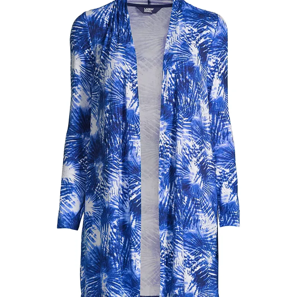 Women's Lightweight Jersey Knit Long Cardigan Print