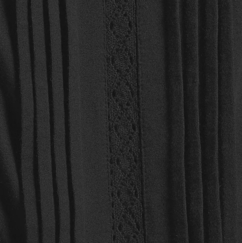 Women's Lightweight Jersey Lace Mix Long Sleeve Pintuck Top