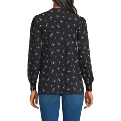 Women's Lightweight Jersey Long Sleeve Button Front Pintuck Top