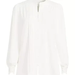 Women's Lightweight Jersey Long Sleeve Button Front Pintuck Top