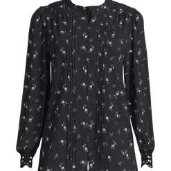 Women's Lightweight Jersey Long Sleeve Button Front Pintuck Top