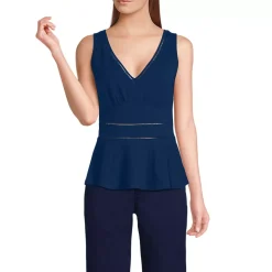 Women's Lightweight Jersey Peplum V-Neck Tank Top