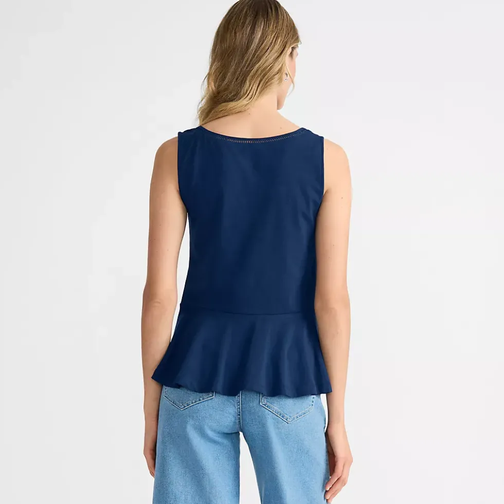 Women's Lightweight Jersey Peplum V-Neck Tank Top