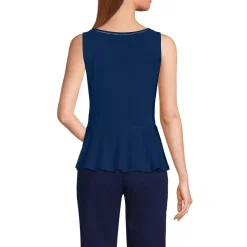 Women's Lightweight Jersey Peplum V-Neck Tank Top