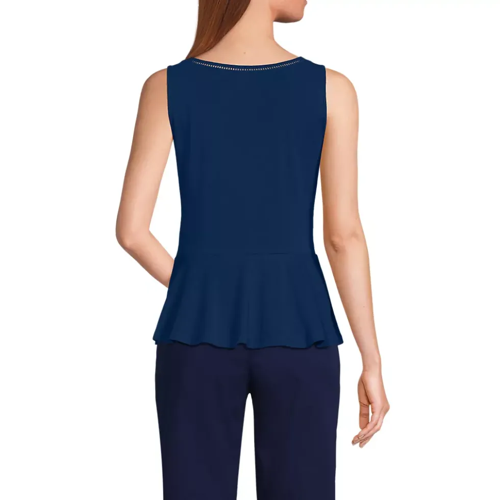 Women's Lightweight Jersey Peplum V-Neck Tank Top