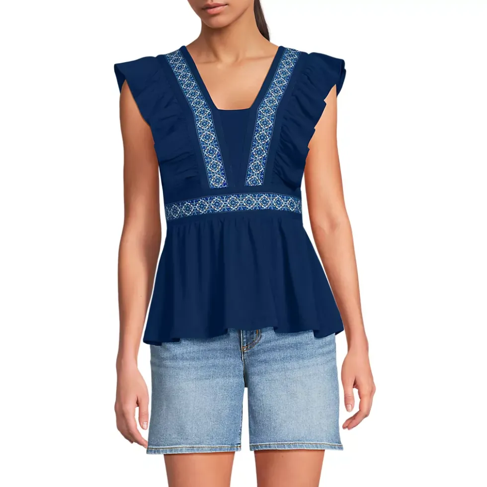 Women's Lightweight Jersey Ruffle Peplum Top