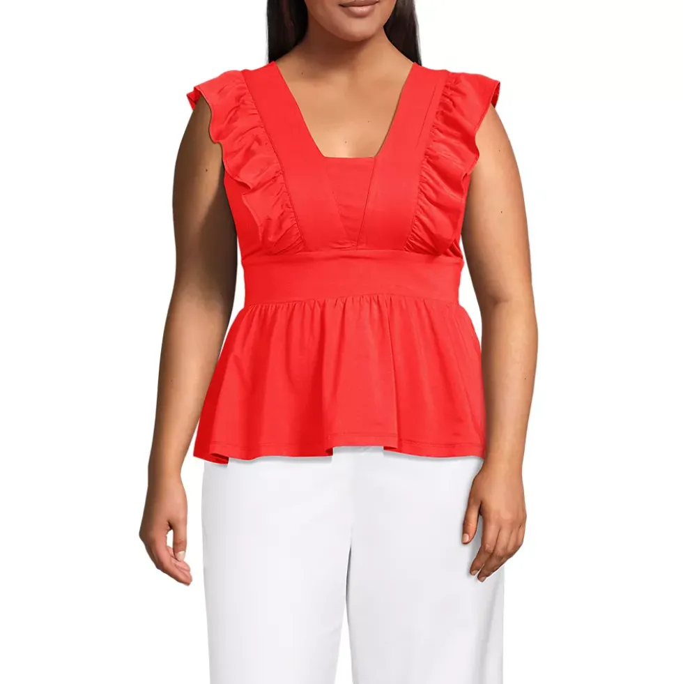 Women's Lightweight Jersey Ruffle Peplum Top