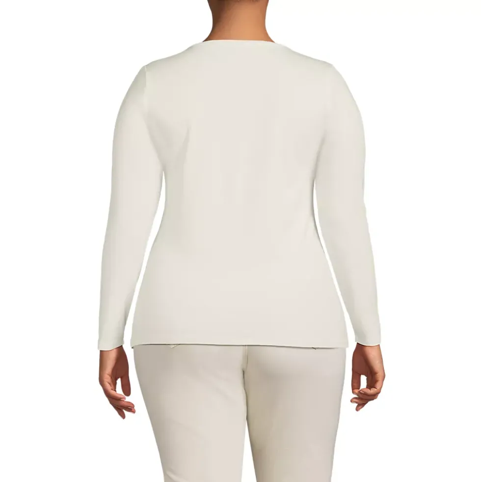Women's Lightweight Jersey Skimming Long Sleeve Scoop Neck T-shirt