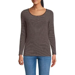 Women's Lightweight Jersey Skimming Long Sleeve Scoop Neck T-shirt