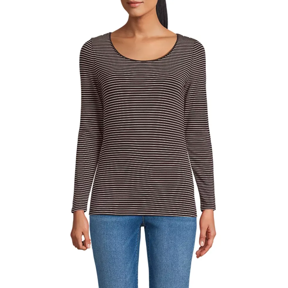 Women's Lightweight Jersey Skimming Long Sleeve Scoop Neck T-shirt