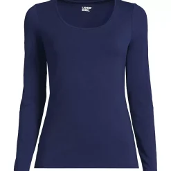 Women's Lightweight Jersey Skimming Long Sleeve Scoop Neck T-shirt