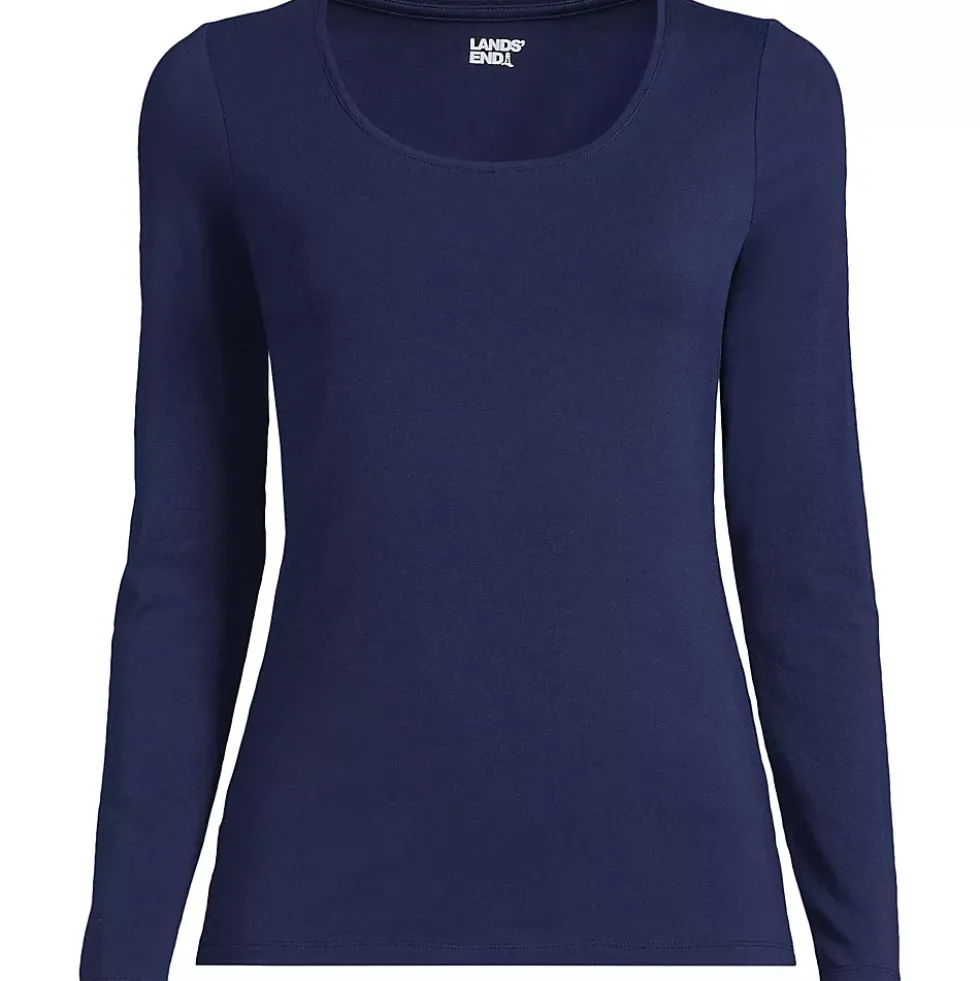 Women's Lightweight Jersey Skimming Long Sleeve Scoop Neck T-shirt